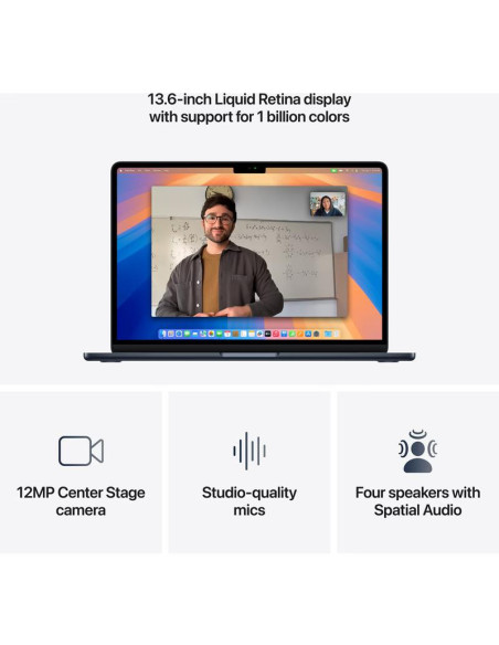 Laptop APPLE MacBook Air 13.6" Retina/Apple M4 (CPU 10-core, GPU 10-core, Neural Engine16-core)/16GB/ 1TB - Midnight - INT KB (2