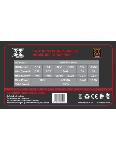 Surse PC SERIOUX Sursa Serioux Energy 750W, 80+...