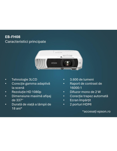 Videoproiectoare EPSON PROJECTOR EPSON EB-FH08,...