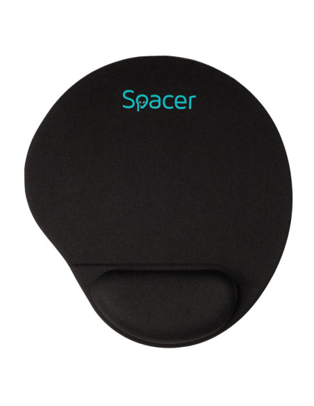 Mouse pad SPACER Mousepad Spacer, suport incheietura cu gel, cauciuc si material textil, 240 x 220 mm, negru